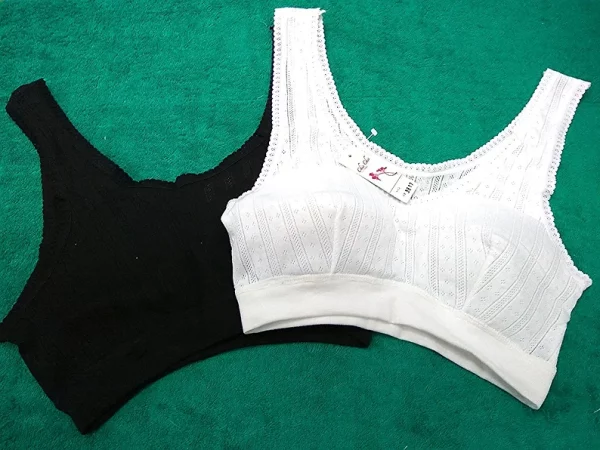 3817 Ladies Underwear - Double-Layer Lace Casual Bralette - White/Black - $21